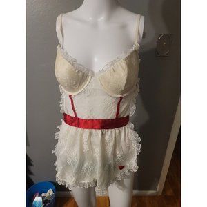 Rampage Intimates White Lingerie Maid Tie Waist Size 36C READ